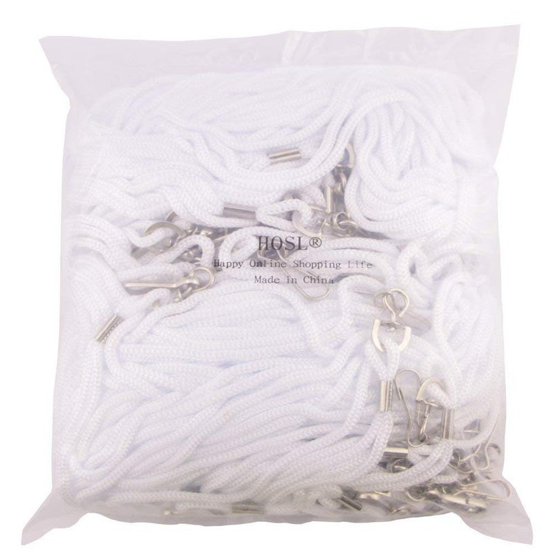 HOSL 100 Pack Badge Lanyards Office Lanyard ID Card Lanyards Business Card Lanyards Students Lanyards Employee Lanyards Round 36" With Swivel Hook (White) - Image 5